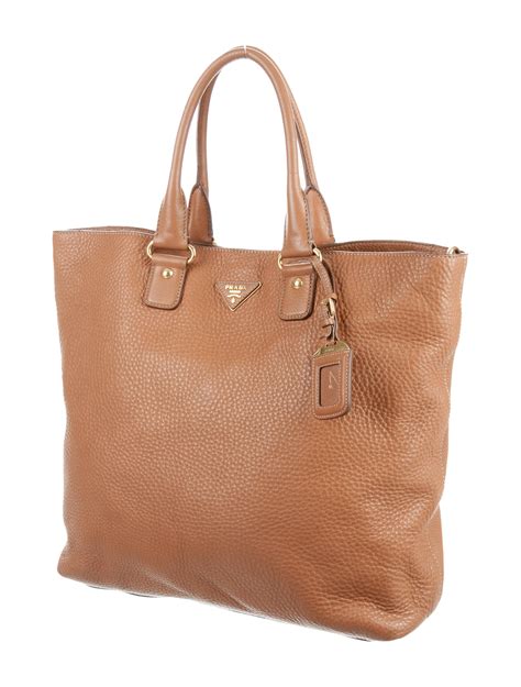 brown vitello daino prada|Prada vitello daino shopper tote.